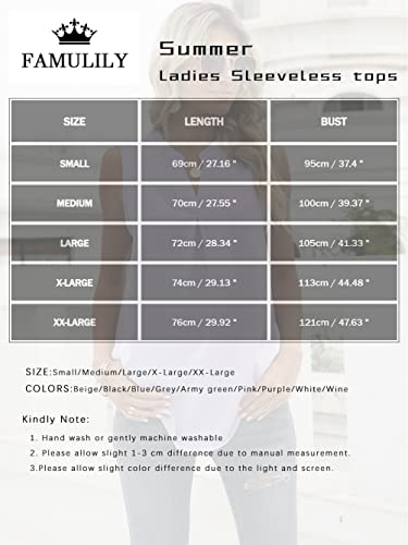 Famulily Womens Chiffon V Neck Sleeveless Summer Top S-XXL