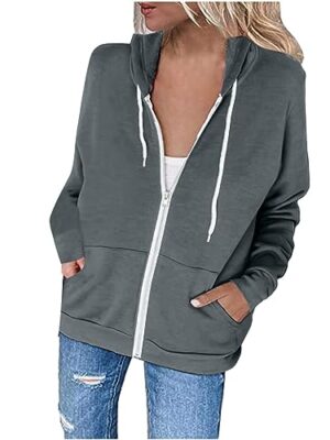 Women's Zip Up Hoodie Casual Jacket with Pockets, UK 8-16