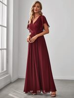 Ever-Pretty V-Neck Ruffle Sleeve Chiffon Bridesmaid Dress