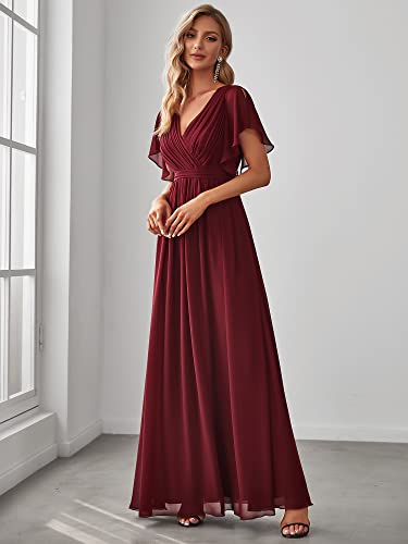 Ever-Pretty V-Neck Ruffle Sleeve Chiffon Bridesmaid Dress