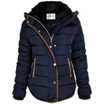 Ladies Quilted Winter Puffer Coat with Faux Fur Hood