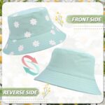 2 Pcs Reversible Cotton Bucket Hat, Daisies Print, Black/Green