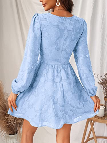 CUPSHE Women's Lace Floral Print Mini Dress, Long Sleeve
