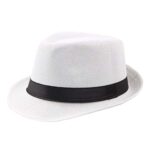 TOPJIAO Unisex Wool Blend Fedora Hat, Wide Brim, UV Protection