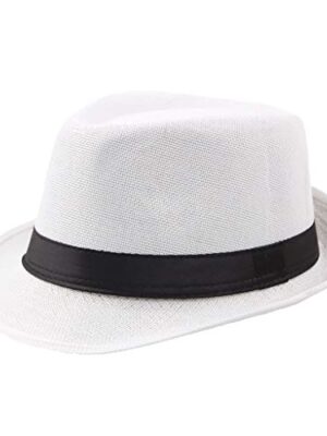 TOPJIAO Unisex Wool Blend Fedora Hat, Wide Brim, UV Protection