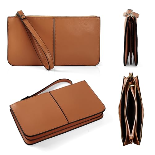 Befen Leather Wristlet Clutch Purse, Large Wallet for Women