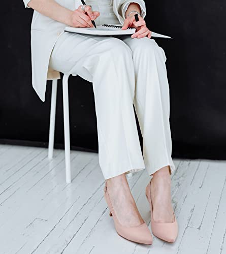 Greatonu Pointed Toe Slingback Kitten Heel Sandals