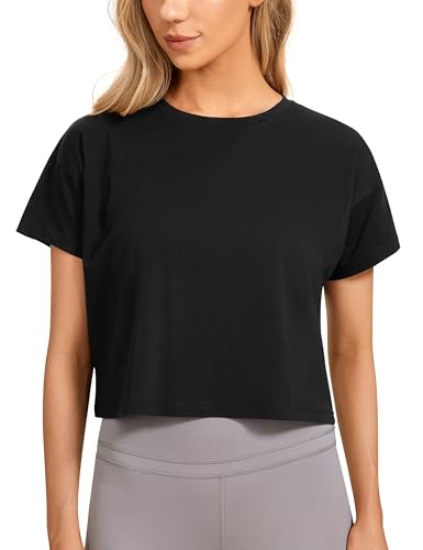 CRZ YOGA Women's Short Sleeve Gym Crop Top