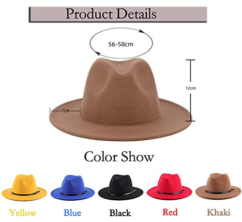 Unisex Adjustable Wide Brim Fedora Hat - Felt Panama Cap