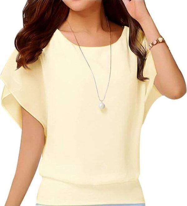 Yommay Summer Chiffon Blouses for Women - Short Sleeve