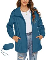 Rapbin Women's Waterproof Lightweight Hooded Raincoat