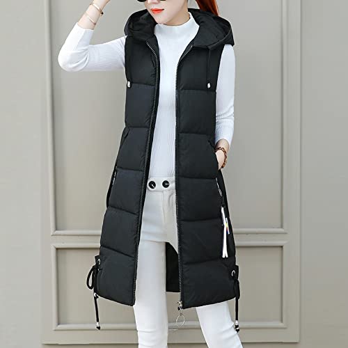 SHOBDW Women's Long Hooded Quilted Winter Vest Coat