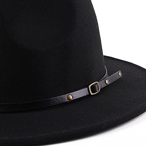 Unisex Adjustable Wide Brim Fedora Hat - Felt Panama Cap