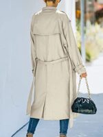Women's Casual Windproof Trench Coat with Belt, S-2XL