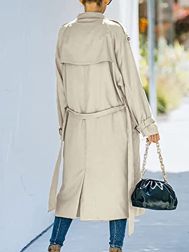 Women's Casual Windproof Trench Coat with Belt, S-2XL