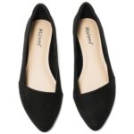 Ataiwee Women's Wide Suede Pointed-Toe Ballet Flats
