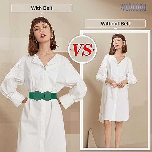 WERFORU Women Stretchy 8-Shaped Buckle Elastic Waist Belt