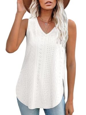 Aokosor Women's V Neck Sleeveless Summer Tank Top