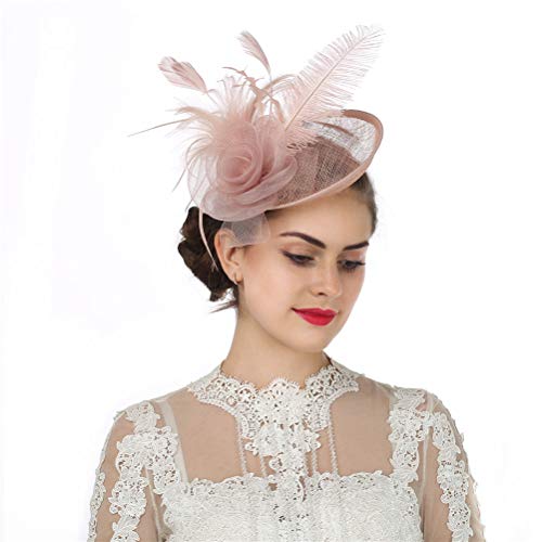 Sinamay Flower Feather Fascinator Headband for Women