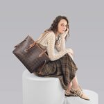 Lekesky Brown Faux Leather Tote Bag for Women