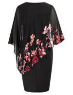 Hanna Nikole Plus Size Cape Chiffon Cocktail Dress
