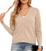 GRECERELLE Women's Lightweight V-Neck Cardigan Jumper