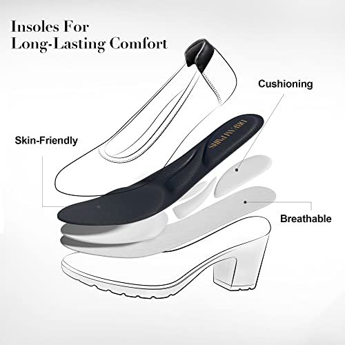 DREAM PAIRS Women's Chunky Low Block Heels Work Pumps