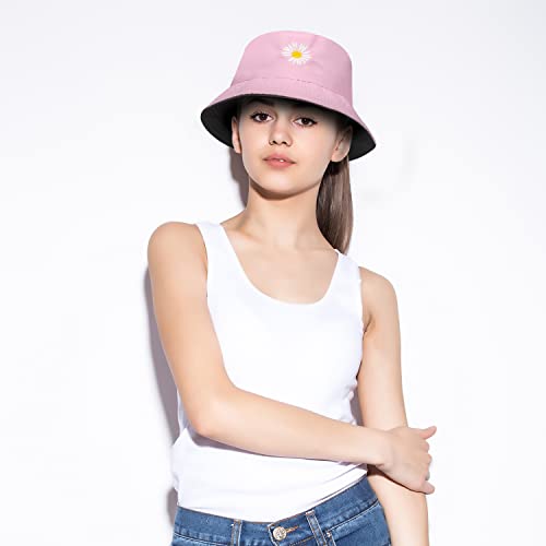 CHEERYMAGIC Daisy Embroidery Double-Side Bucket Hat