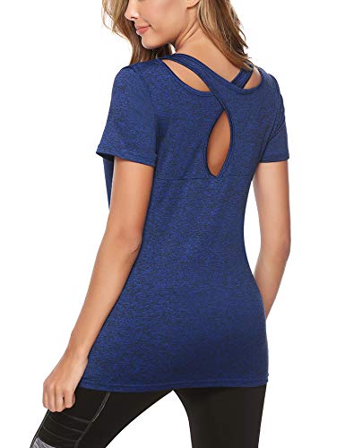 iClosam Women's Short Sleeve Yoga T-Shirt for Running