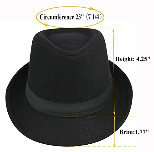 Unisex Classic Felt Trilby Hat - Black
