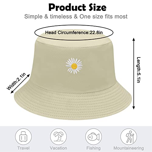 Daisy Print Reversible Cotton Bucket Hat for Women