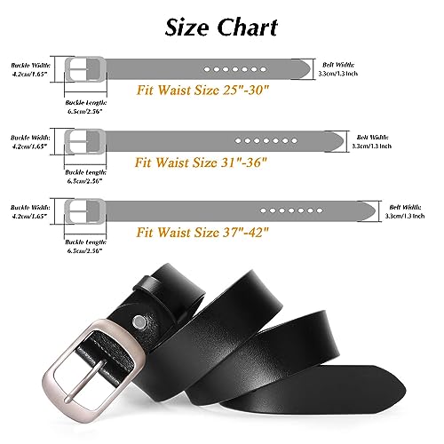 SUOSDEY Women's Leather Belt with Metal Pin Buckle