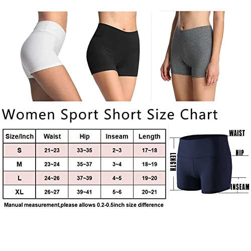 4How Women's High Waisted Yoga Gym Shorts Black