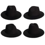 JK Home Wide Brim Fedora Hat - Felt Panama Cap - 2pcs