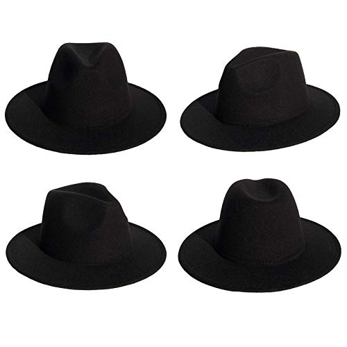 JK Home Wide Brim Fedora Hat - Felt Panama Cap - 2pcs