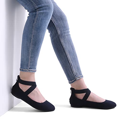 DREAM PAIRS Women's Ballerina Flats with Elastic Straps