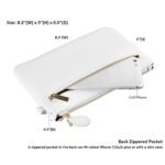 Befen White Leather Clutch, Small Wristlet Wallet, Fits 16.5 cm Phone