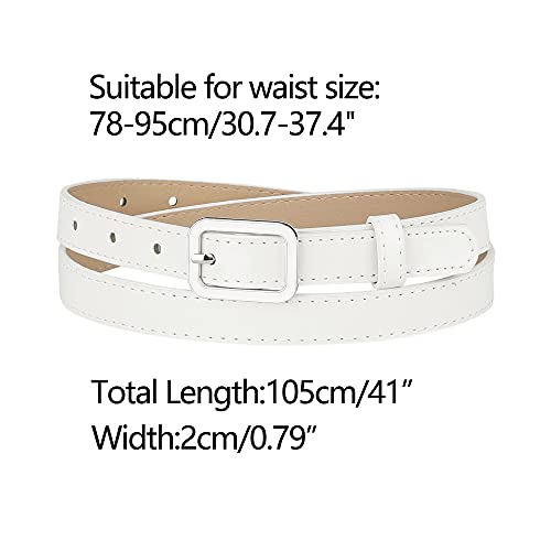 Allegra K Women's Skinny Leather Belt with Rectangle Buckle