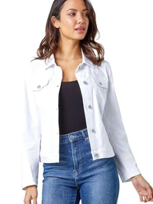 Roman Originals Women's Stretch Denim Jacket - Casual Smart