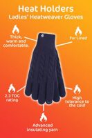 HEAT HOLDERS - Ladies Thermal Cable Knit Gloves