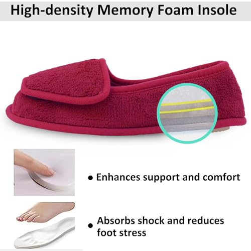 Git-up Diabetic Memory Foam Adjustable Slippers, Women