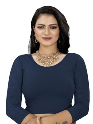 KNETLI Women's Stretchable Lycra Beige Saree Blouse