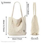 KALIDI Corduroy Waterproof Tote Bag with Zipper, 35L