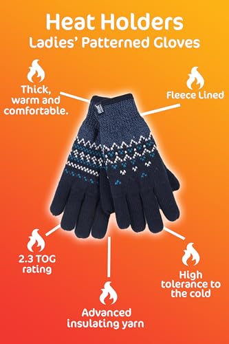HEAT HOLDERS - Ladies Striped Thermal Fleece Gloves