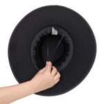 JK Home Wool Felt Fedora Hat - One Size Unisex - Black