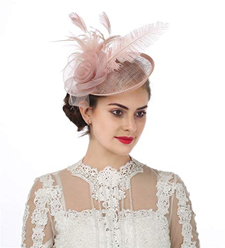 Sinamay Flower Feather Fascinator Headband for Women