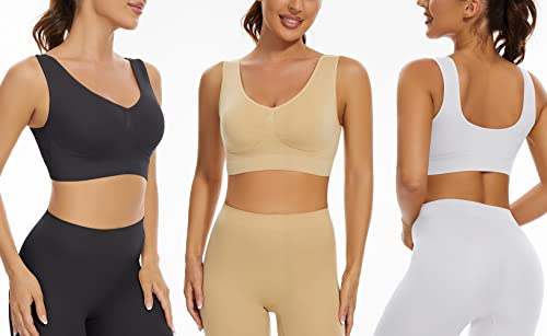 Lemef 3-Pack Seamless Sports Bra with Removable Pads