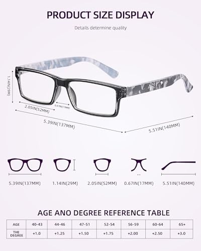 JM 4 Pack Women's Fashion Spring Hinge Reading Glasses