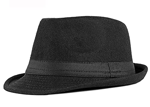 Unisex Classic Felt Trilby Hat - Black