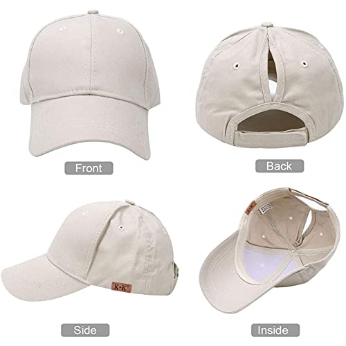 BLURBE Women's High Ponytail Baseball Caps - Cotton Adjustable